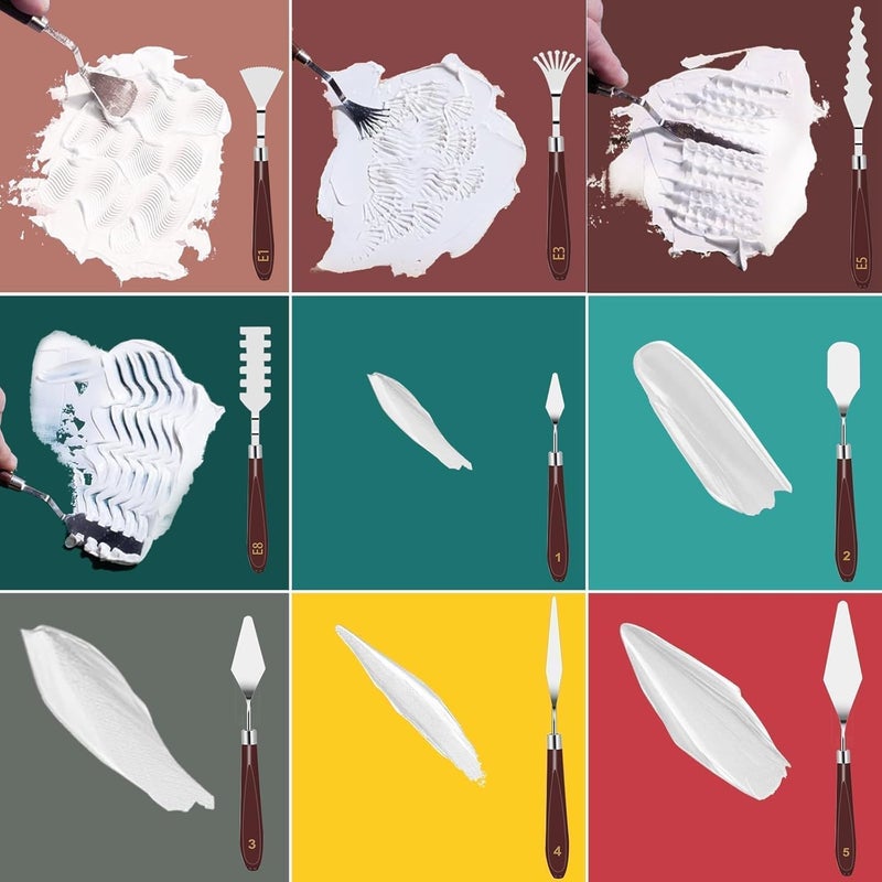 EEEKit 15 PCS Palette Knife Set, Stainless Steel Spatula Palette Knives with Art Paint Scrapers Kit, Oil Painting Spatula for Watercolor, Acrylic Painting - Image 4